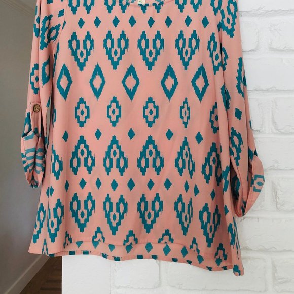 Candy Rose Aztec Print Blouse - Picture 4 of 4
